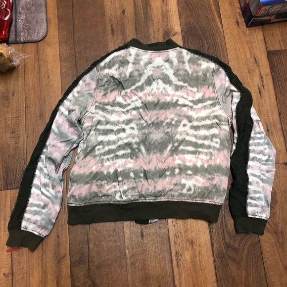 BlankNYC Green Pink Tie Dye Bomber Jacket Medium B - Picture 6 of 7